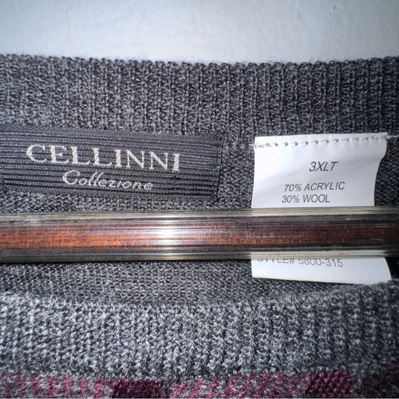 Cellinni Collection 3XLT Big & Tall Wool Blend Sweater Long Sleeve Red knit - Picture 4 of 4